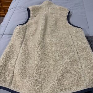 L.L. Bean Blue and White Sherpa Fleece Vest